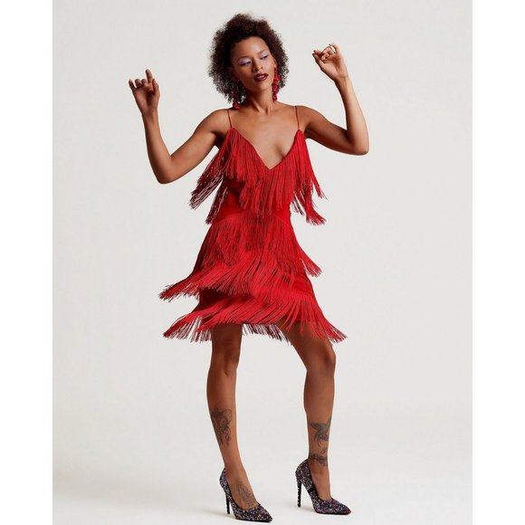 Euc Meshki Red Fringe Dress 